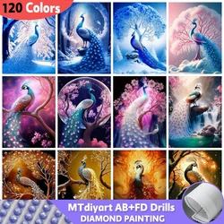 120 Colors Peacock Diamond Painting AB Fairy Dust Set Tree Full Square Round Embroidery Mosaic Animal Fantasy Home Decor