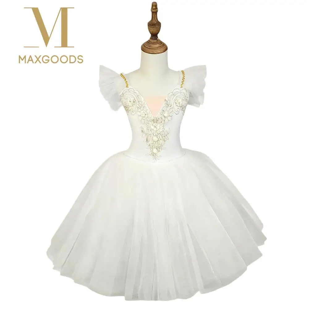 

Модное детское балетное платье с блестками и цветами, современная одежда для выступлений, пышное праздничное платье, платье принцессы для танцев