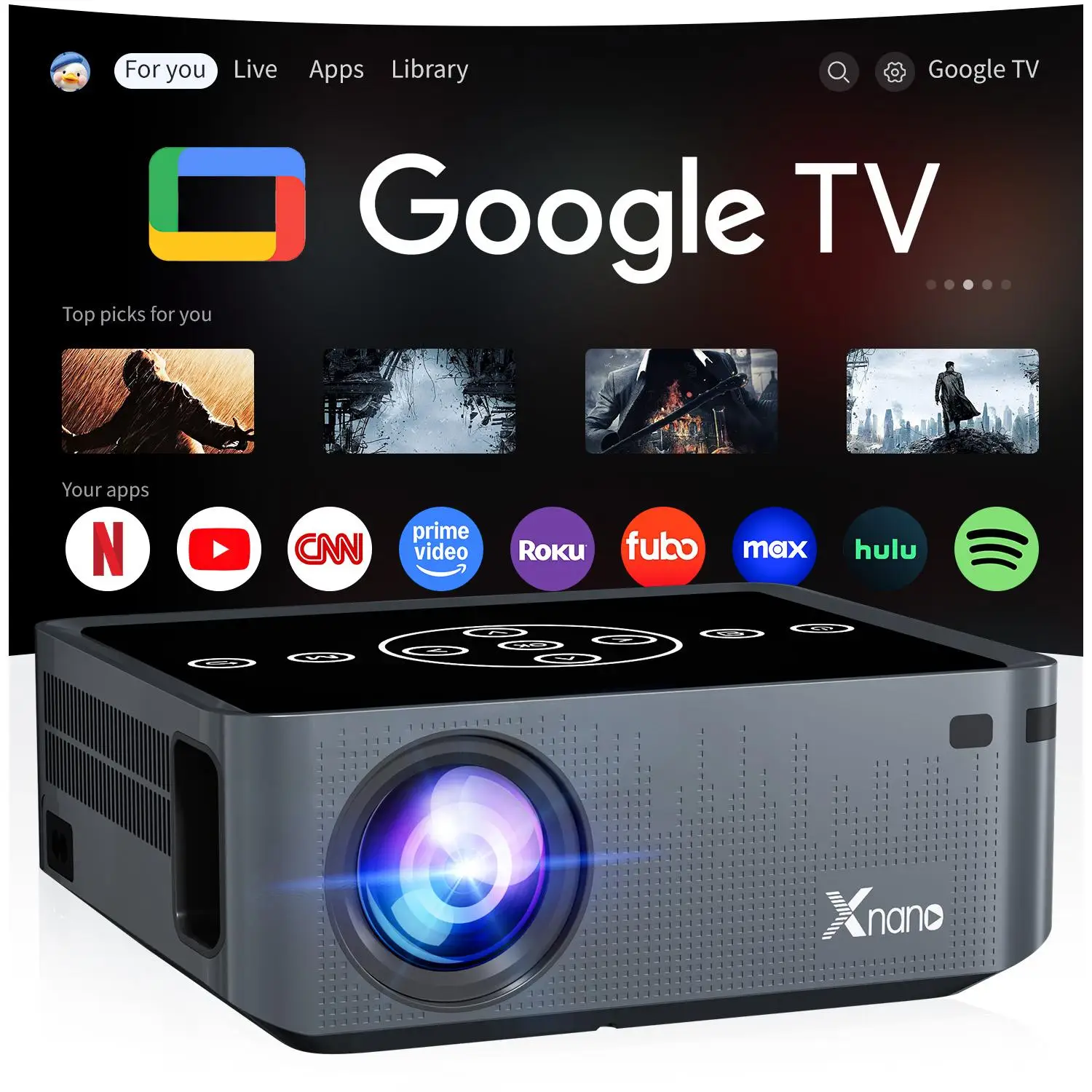 Proyector Xnano X1 PRO, resolución nativa 1080P, decodificación 8K, 350 ANSI, enfoque automático, corrección trapezoidal en 4 puntos