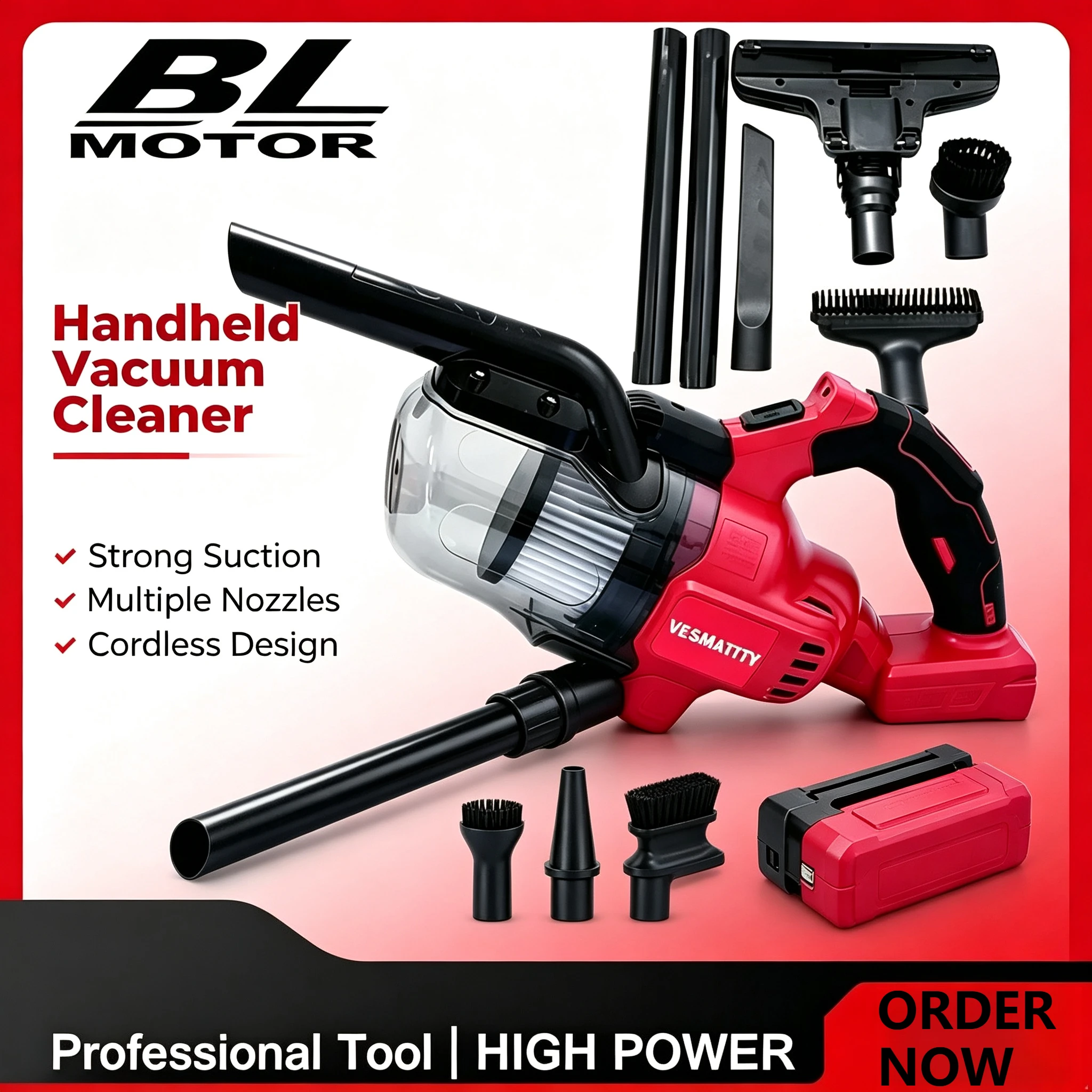 Cordless Handheld Vacuum Cleaner Portable Vehicle Mounted Floor Cleaner Household Power Tools Fit Milwaukee  Battery