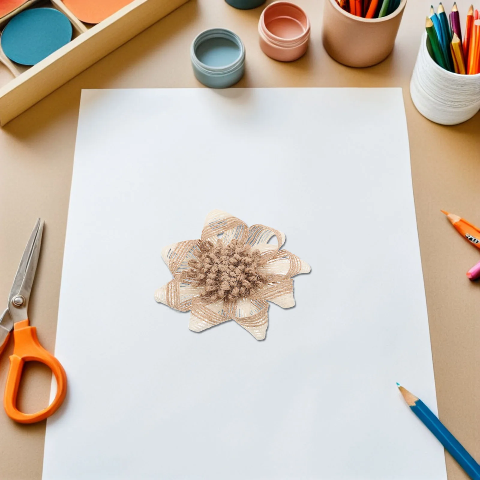 

9Pcs Handmade Jute Burlap Flowers Rustic DIY Decorations Vintage Fabric Floral Crafts for Home Knitted Flowers