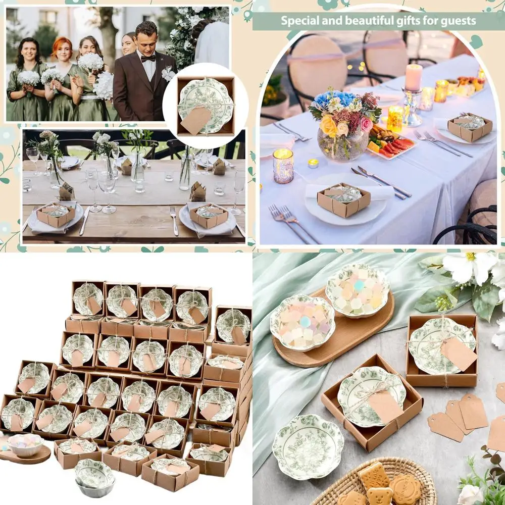 

Набор из 48 мини-керамических чашечек, 3.3, с цветочным узором, цвет шалфейно-зеленый, идеально подходят для свадеб, вечеринок, подарков на день рождения