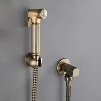 Hand Held Bidet Sprayer Douche Toilet Kit Antique Bronze Brass Shattaf Shower Head Copper Valve Set Jet Bidet Faucet Set