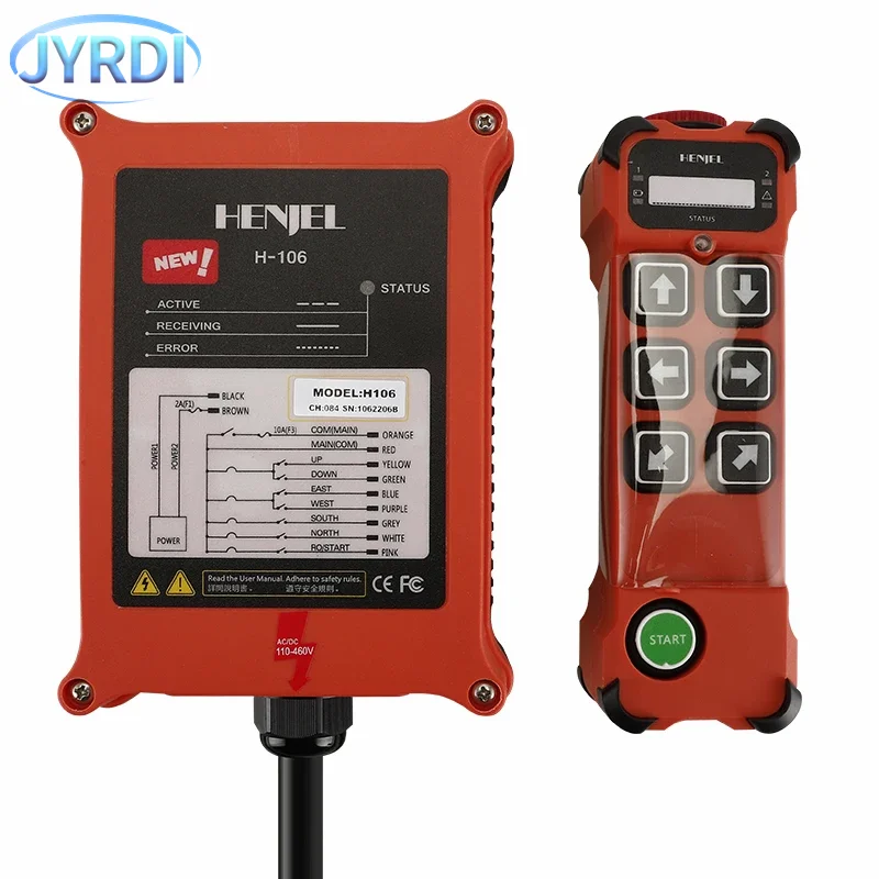 HENJEL H106 6 buttons Industrial Wireless Radio Crane Remote Control switches Hoist overhead bridge track Crane Controller