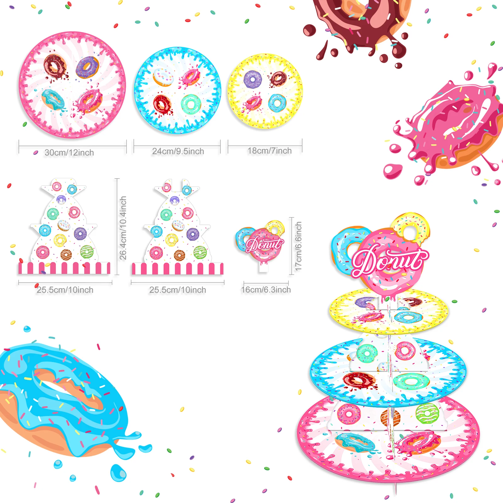 Desenhos animados Descartáveis Conjuntos De Talheres, Sweet Donuts, Toalhas De Mesa Banner, Bolo Toppers, Baby Shower, Decorações De Festa De