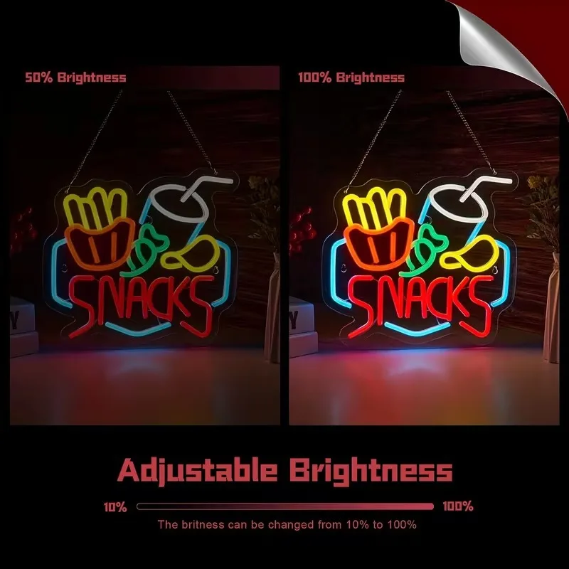 Niestandardowe neonowe oświetlenie dla POHANIEŻEŃ Frytki Napoje Tablice LED z podświetleniem Akrylowe oświetlenie do dekoracji sklepów