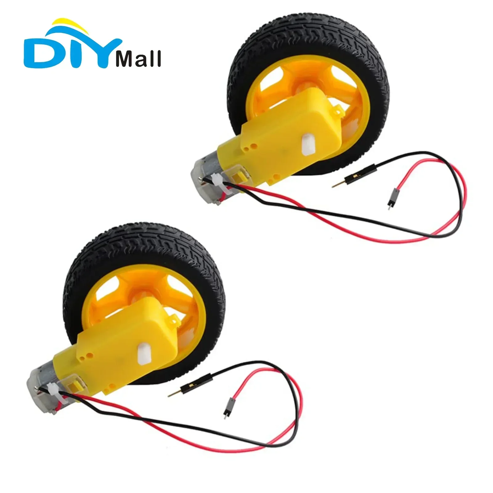 TT Motor 200RPM 3-6V Dual Shaft Geared Magnetic Motors with Plastic Tire Wheel Ratio 1:48 DC Motor for Arduino Car Chassis