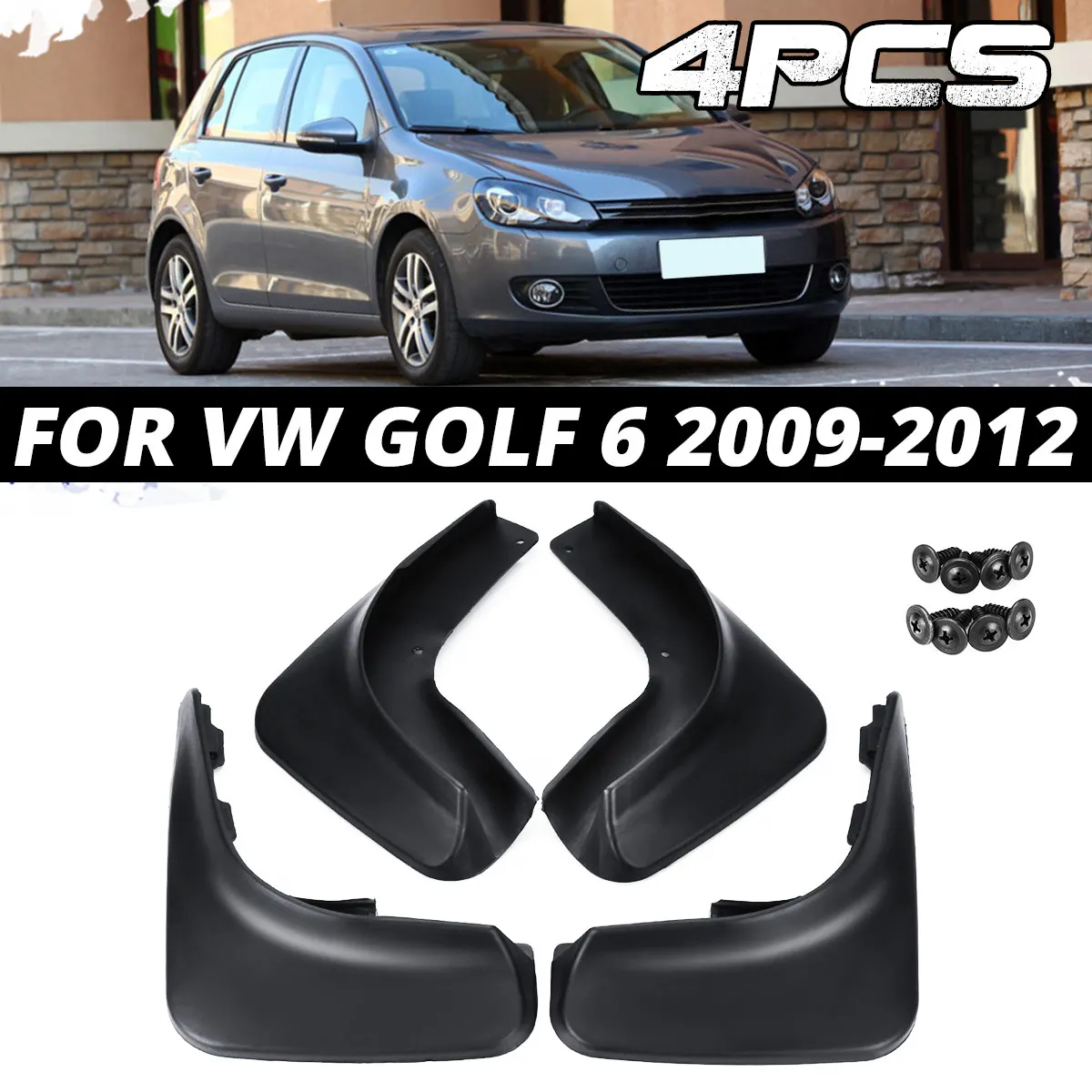 

1 SET Front Rear Mud Flaps For VW Golf 6 Mk6 Hatchback 2009 2010 2011 2012 Molded Mudflaps Splash Guards Mud Flap Mudguards