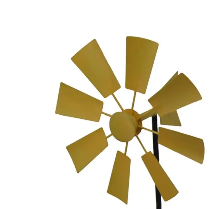 Metal Garden Windmill Spinner Yellow Burgundy Funny Christmas Floral Pinwheel Stake For Outdoor Lawn Yard Patio Decoration Art