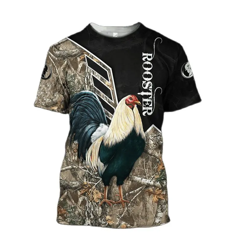 3D Printed Rooster Shirt Men\'s T-Shirt Stereoscopic Graphic Clothing For Men Summer O-Neck Streetwear Fashion Sweatshirt Tops