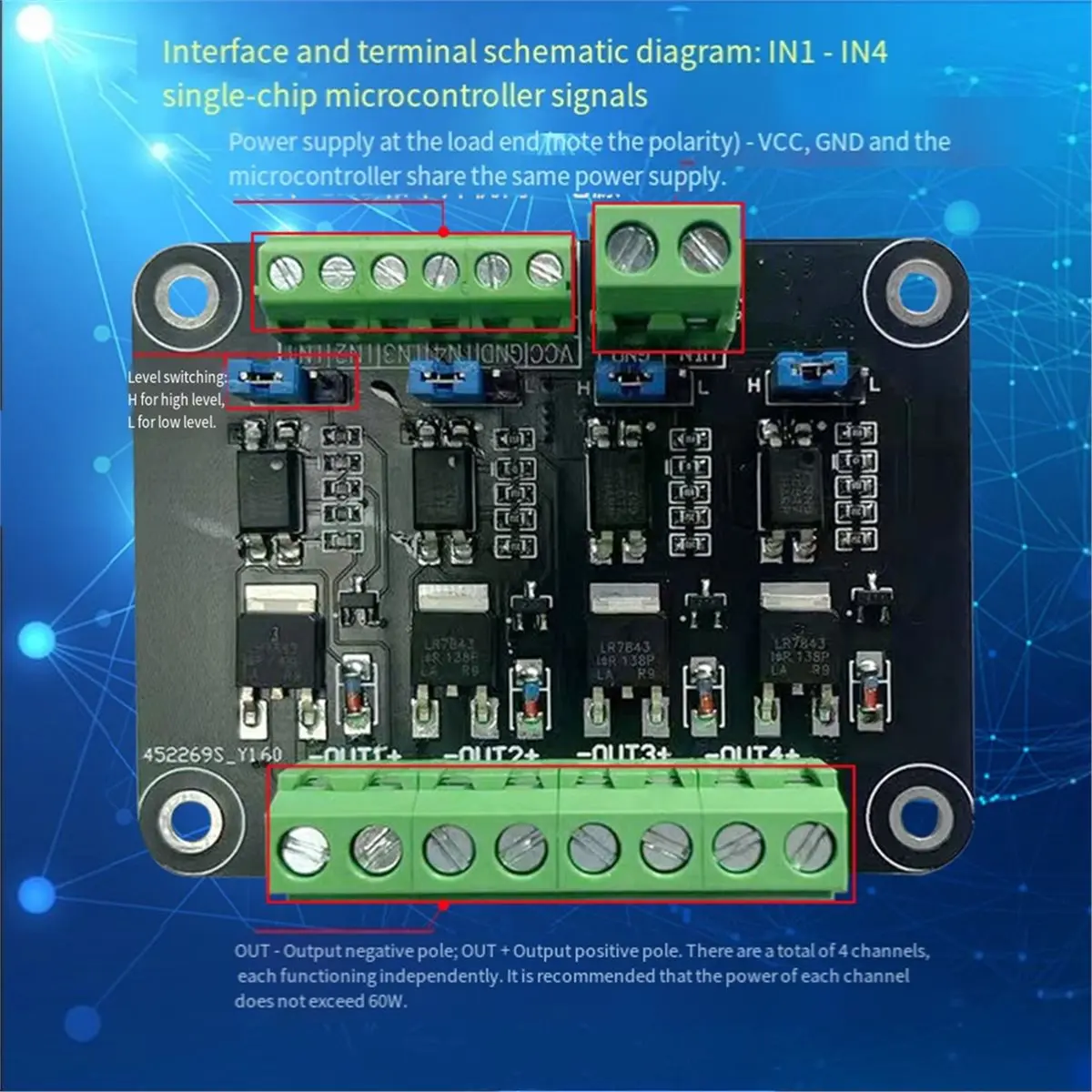 4-Channel MOS Module MCU PLC FET Optocoupler Isolation PWM Industrial Control Board Four-Channel MOS Driver Board 5V