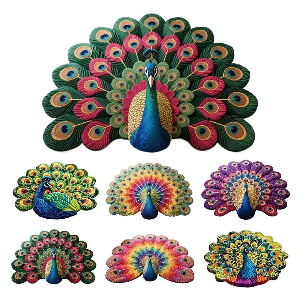 Special-shaped Peacock Carpet Non-slip Absorbent Peacock Mat Soft 40x40cm/60x60cm/80x80cm/100x100cm Door Gasket