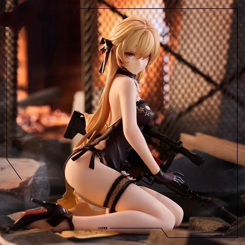 Figura de PVC Anime Girls Frontline Ots 14 Purple Rain Heart Heavy Damage para Decoração de Mesa de PC para Fãs de Anime em Caixa Colorida