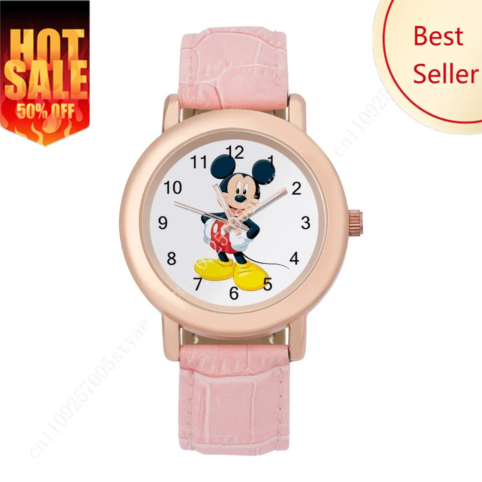 

Mickey Mouse Women Leather Strap Watch Disney Cartoon Custom Watch Personalized Your Own Design Holiday Birthday Anniversarie