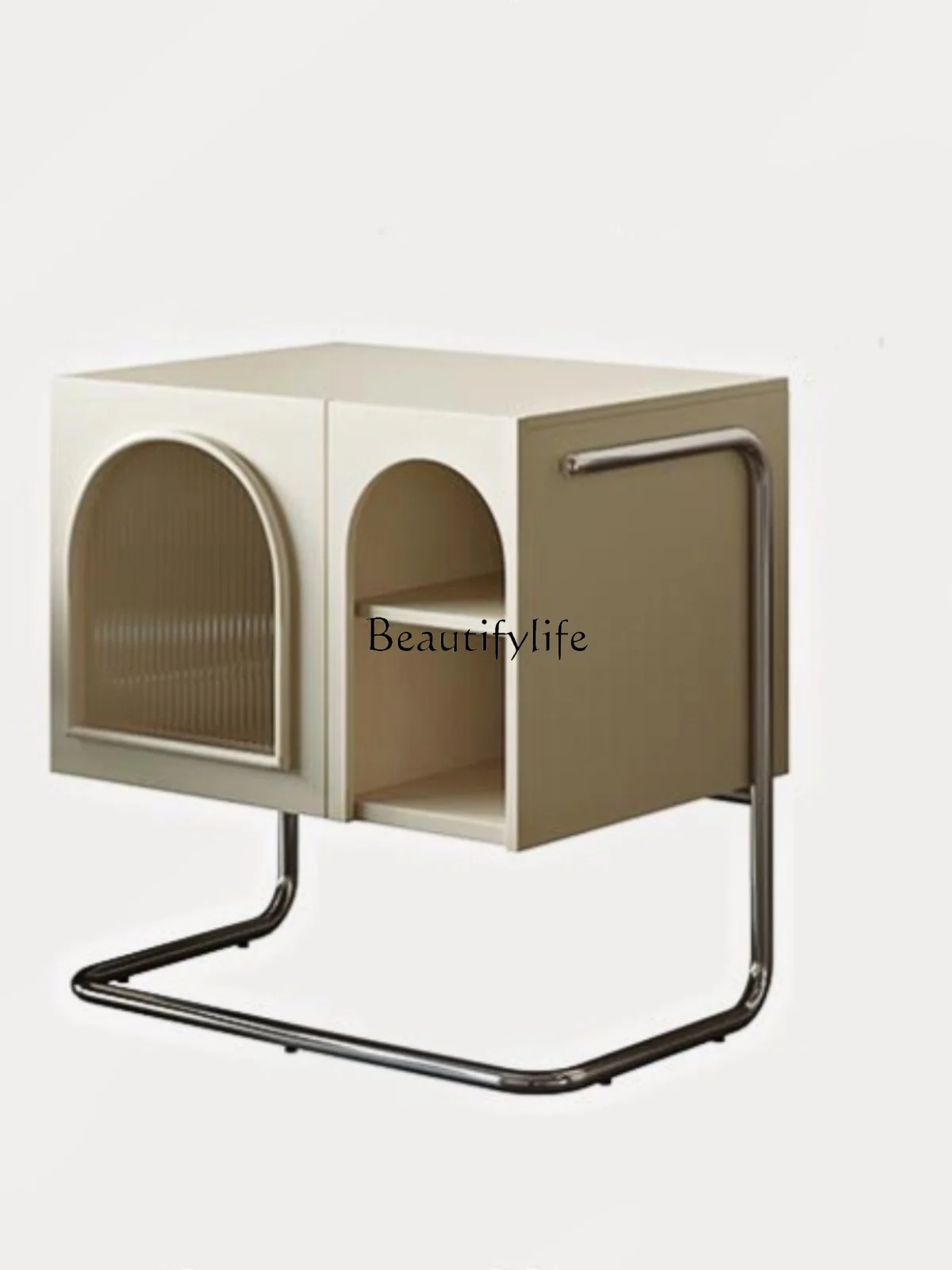 

French Retro Cream Style Bedside Table Black Storage Rack Bedroom Bedside Multifunctional Storage Cabinet