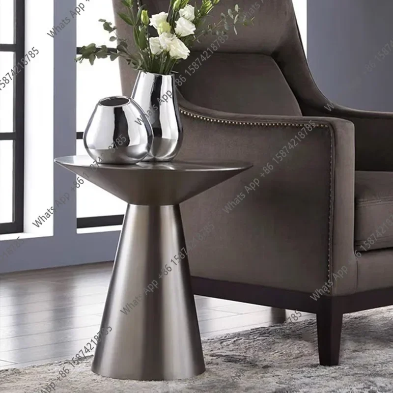 99 A Titanium Original Color All Stainless Steel Edge Table, Conical Simple Living Room, Hotel Lobby, Club Corner Table X