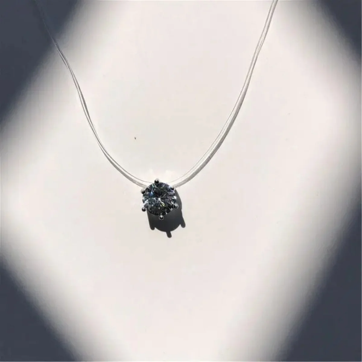 Fashion Shiny imtation Crystal Necklace Zircon Pendant Transparent Fishing Line Invisible Ladies Necklace Jewelry Clavicle Chain image 4