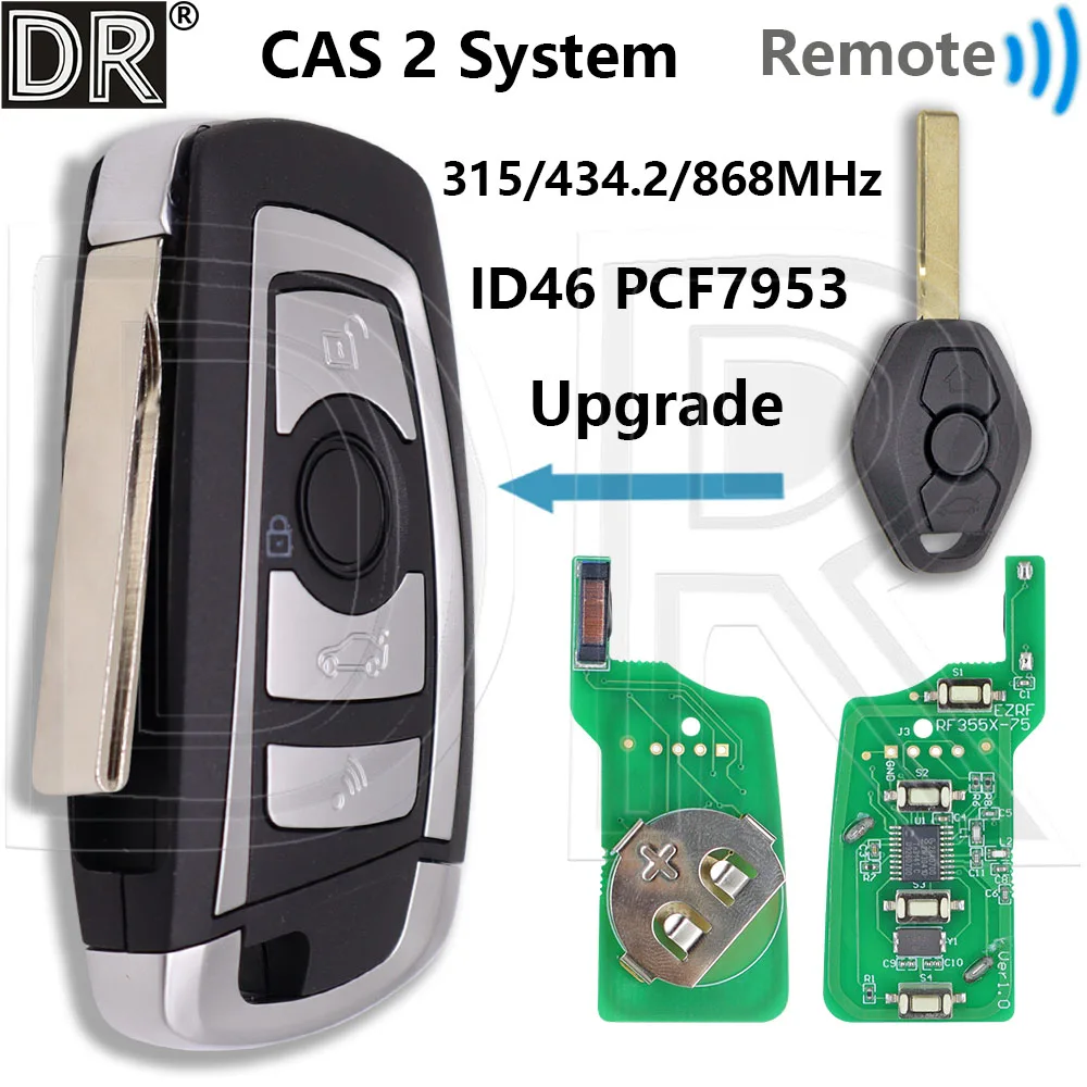 

DR Great Upgrade CAS2 System ID46 PCF7953 315/434/868MHz HU92 Flip Key Car Remote Key For BMW E60 E63 E64 E87 X5 1 3 5 6 Seies