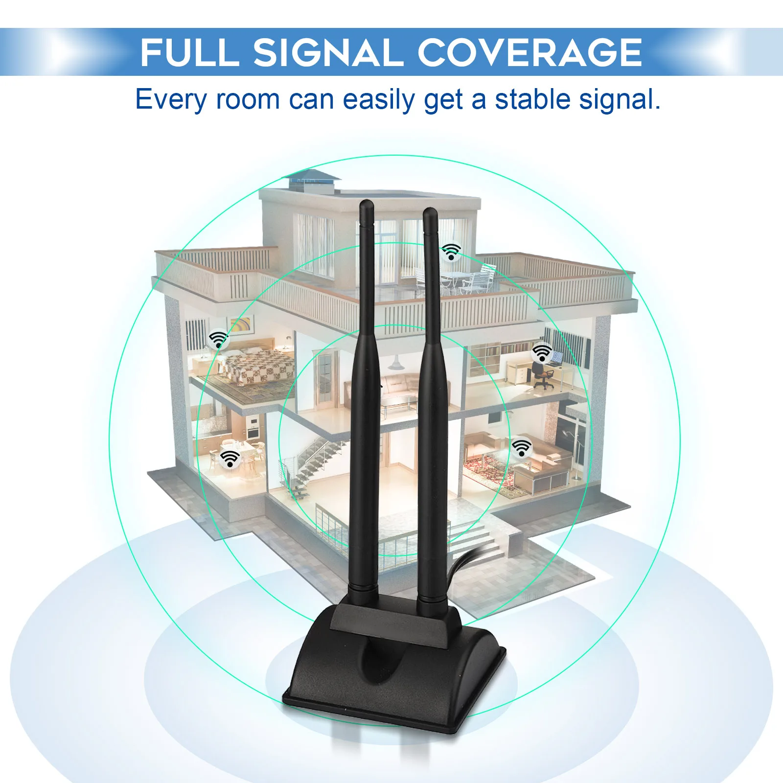 

Всенаправленная двухдиапазонная Wi-Fi антенна Superbat 2.4ГГц/5ГГц 6dBi с магнитным основанием для роутеров, PCIe-карт, настольных ПК, FPV