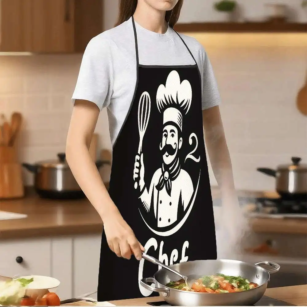 1 Piece of Simple Classic Themed Apron, with a Confident and Playful Professional Chef Design, Suitable for Both Men and Women, Perfect for Crafting, Baking, Painting, Kitchen and Household Cleaning, Home Cooking, Chef and Waiter Aprons, Cafe and Barbecue Restaurant Aprons, 21.7× 28.7inch , Perfect Holiday Gift Idea for Family and Friends