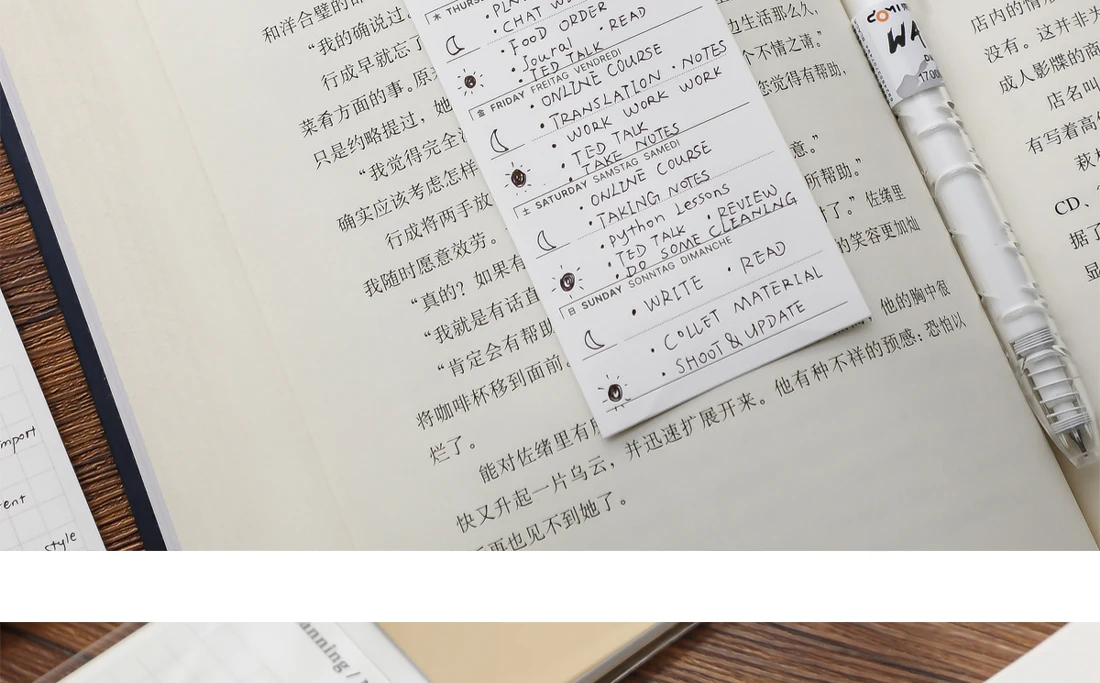 MINKYS 24-Blatt-Notizblöcke mit Kawaii-Lesezeichen, Papier, Wochenplaner, To-Do-Liste, Tagebuch, Besprechung, Notiz, Paperlaria-Briefpapier – Detail 6
