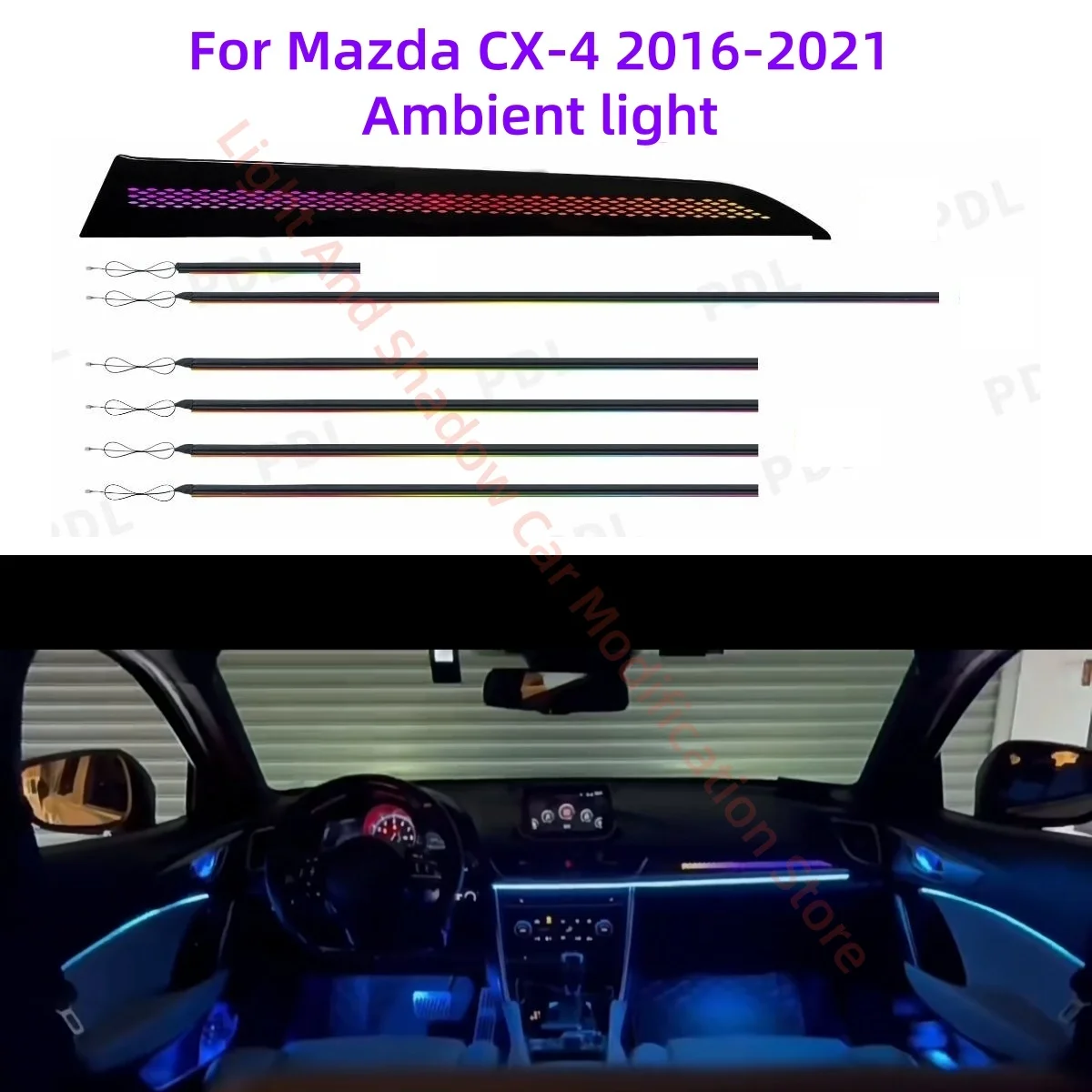 

For Mazda CX-4 Dynamic Atmosphere Lamp Automotive Interior Lighting Ambient Light Starry sky panel car modification APP control