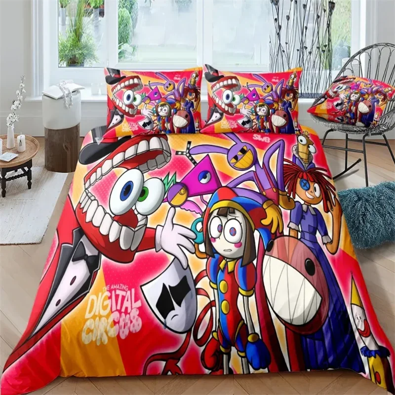 THE AMAZING DIGITAL CIRCUS Cartoon Bedding Set Double Twin King Duvet Cover Comforter Pillowcase Boys Girls Adults Bedroom