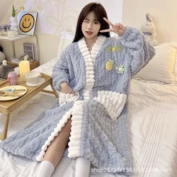 Nightgown Winter Women's Clothing Thickened Padded Home Loose Cozy Simple Affordable Soft Elegant High-quality Casual Warm Sweet