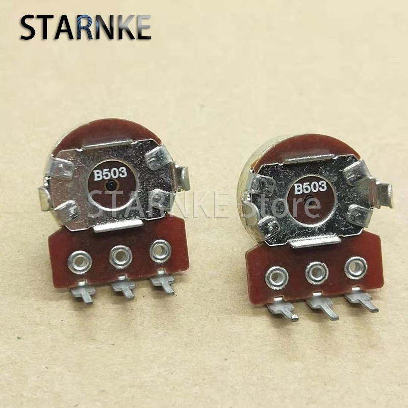 5PCS 161 Type Single 3Pins Potentiometer B50K Audio / Amplifier Volume Adjustment Potentiometer Shaft Length 10MM