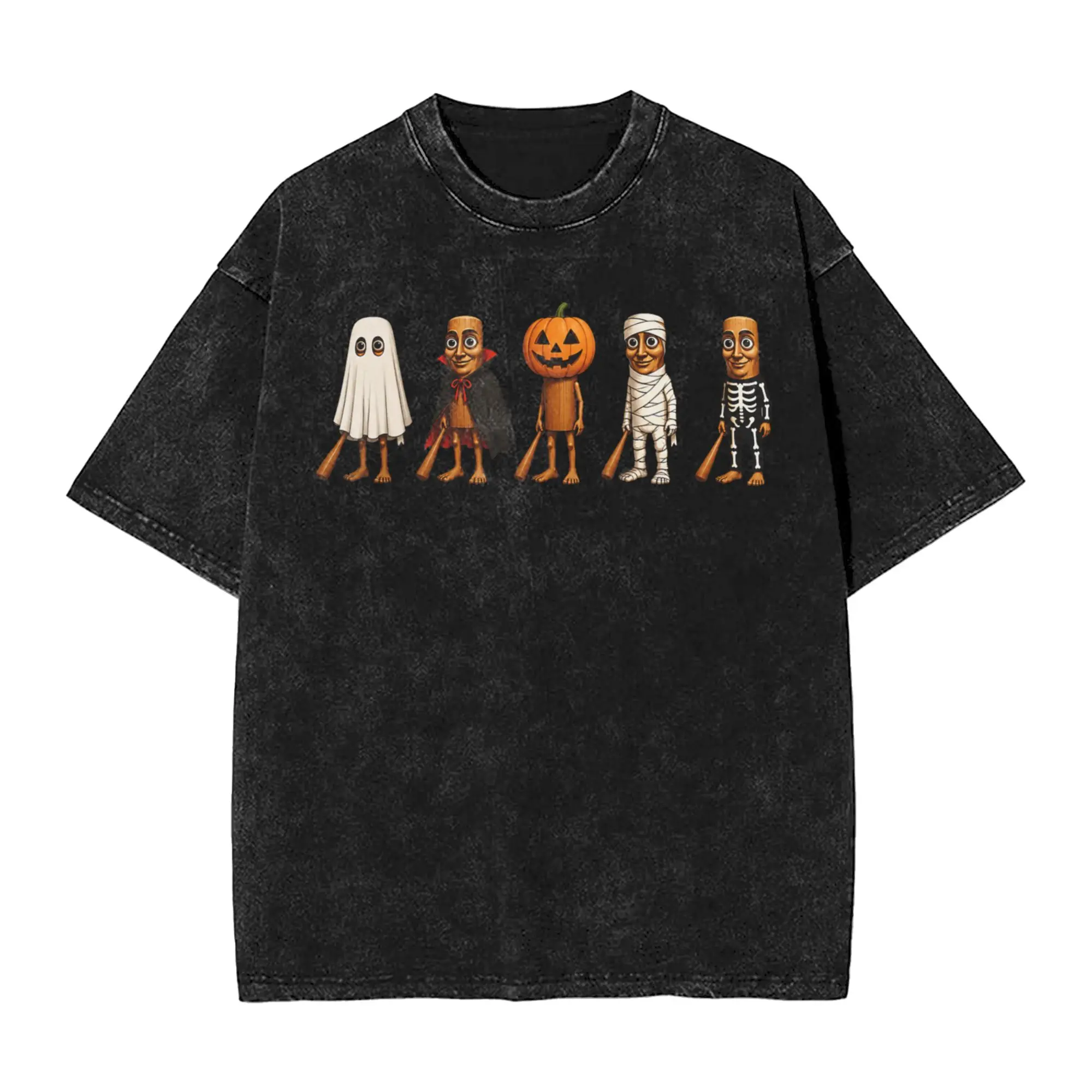 Funny Halloween Tung Sahur Pumpkin Skeleton Vampire Ghost T-Shirt for Men Vintage Cotton Tee Shirt O Neck Short Sleeve T Shirt