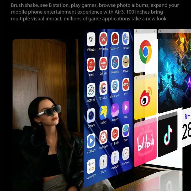 TCL Rayneo Air 3 AR 스마트 안경, 휴대폰용 OLED 스크린 디스플레이, 아이패드 PC 스위치 플레이스테이션 Xbox UAV, 거대한 화면 보기