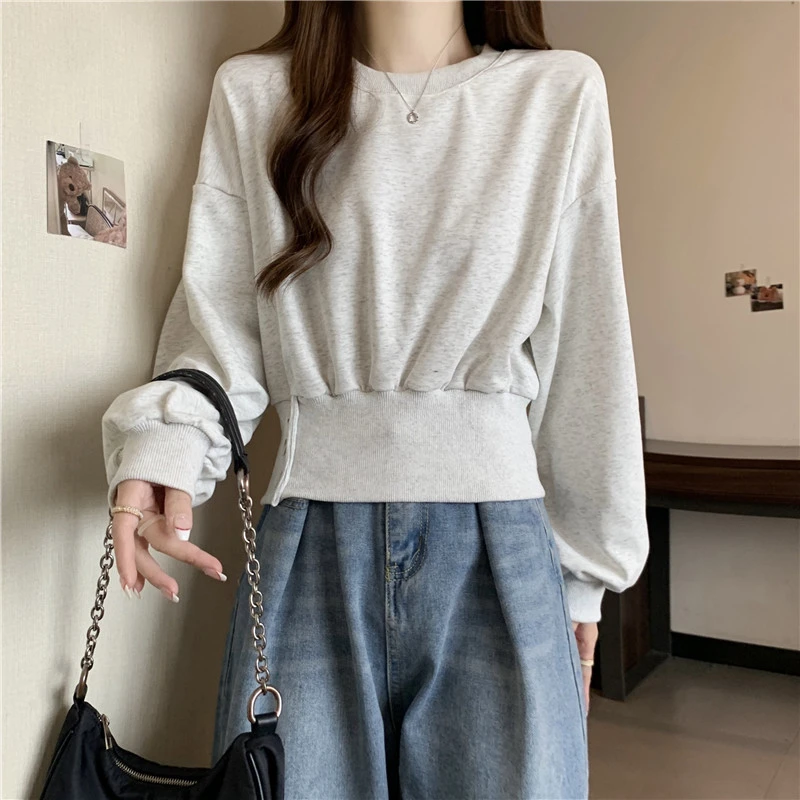 ITOOLIN 秋スリムフィットルーズ長袖トップデザインセクシーカジュアルストリートウェアスリムフィットラウンドネックスウェットシャツ