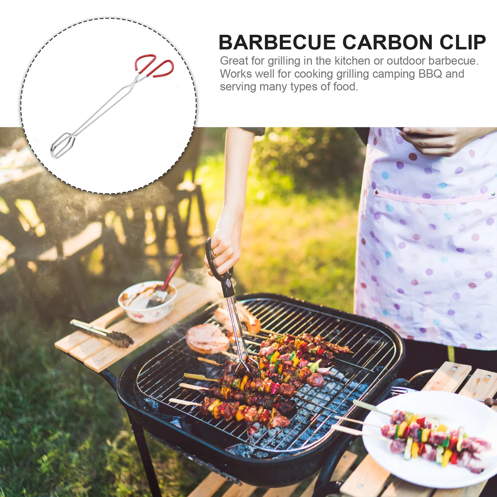 

Stainless Steel Bbq Long Handle Charcoal Clip Anti-Scalding Food Clip Scissor Tongs Outdoor Camping Long Handle Tongs