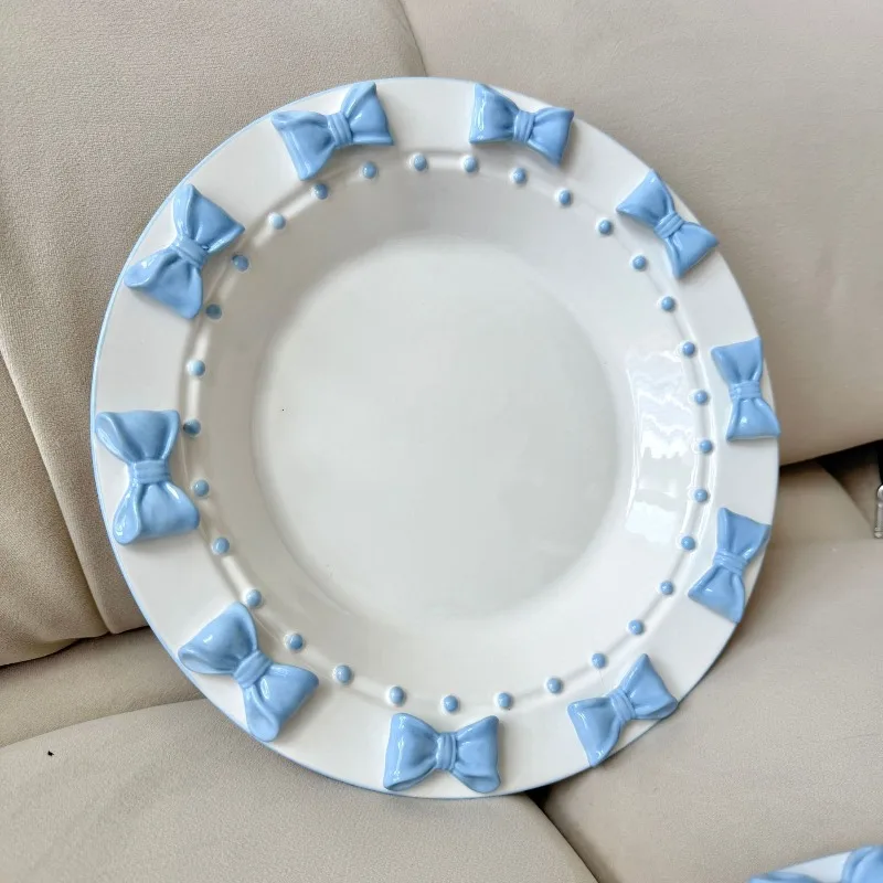 

Little princess, bow tableware set ceramic household rice bowl dessert fruit breakfast plate ins cute