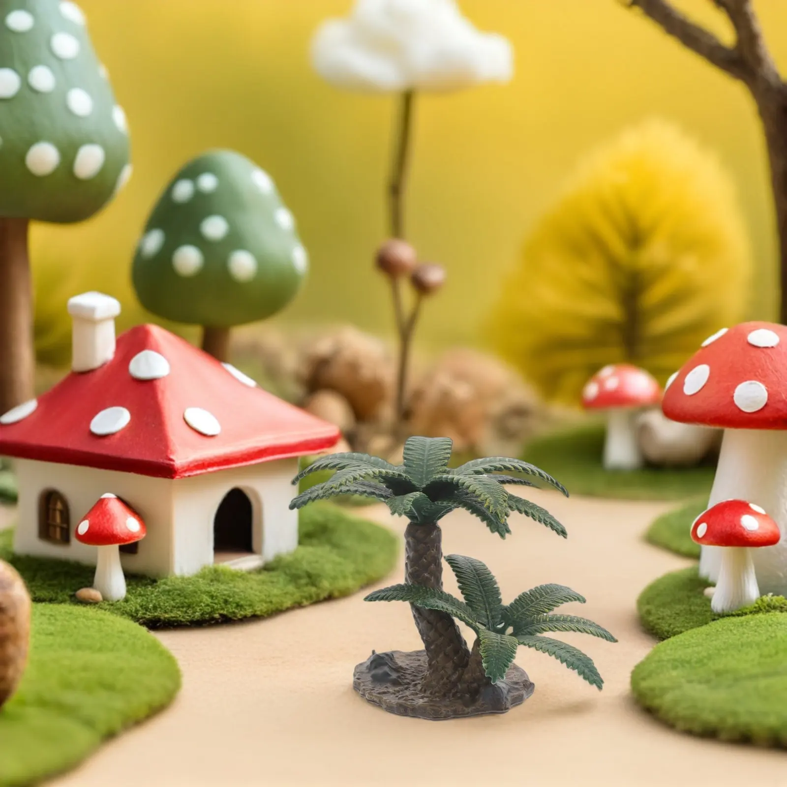 2Pcs Miniature Micro Landscape Trees Tropical Artificial Plant Plastic Craft Decoration for Architectural Scenery