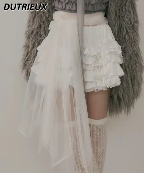 

Японская многослойная короткая юбка для женщин, новые летние милые и милые девушки, универсальные однотонные мини-юбки с высокой талией