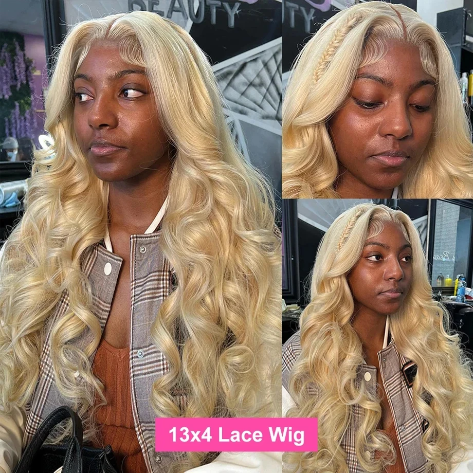613 Blonde 13x6 HD Lace Frontal Human Hair Wigs Body Wave 13x4 Transparent Lace Front wig Brazilian 30 Inch Honey Colored Wigs