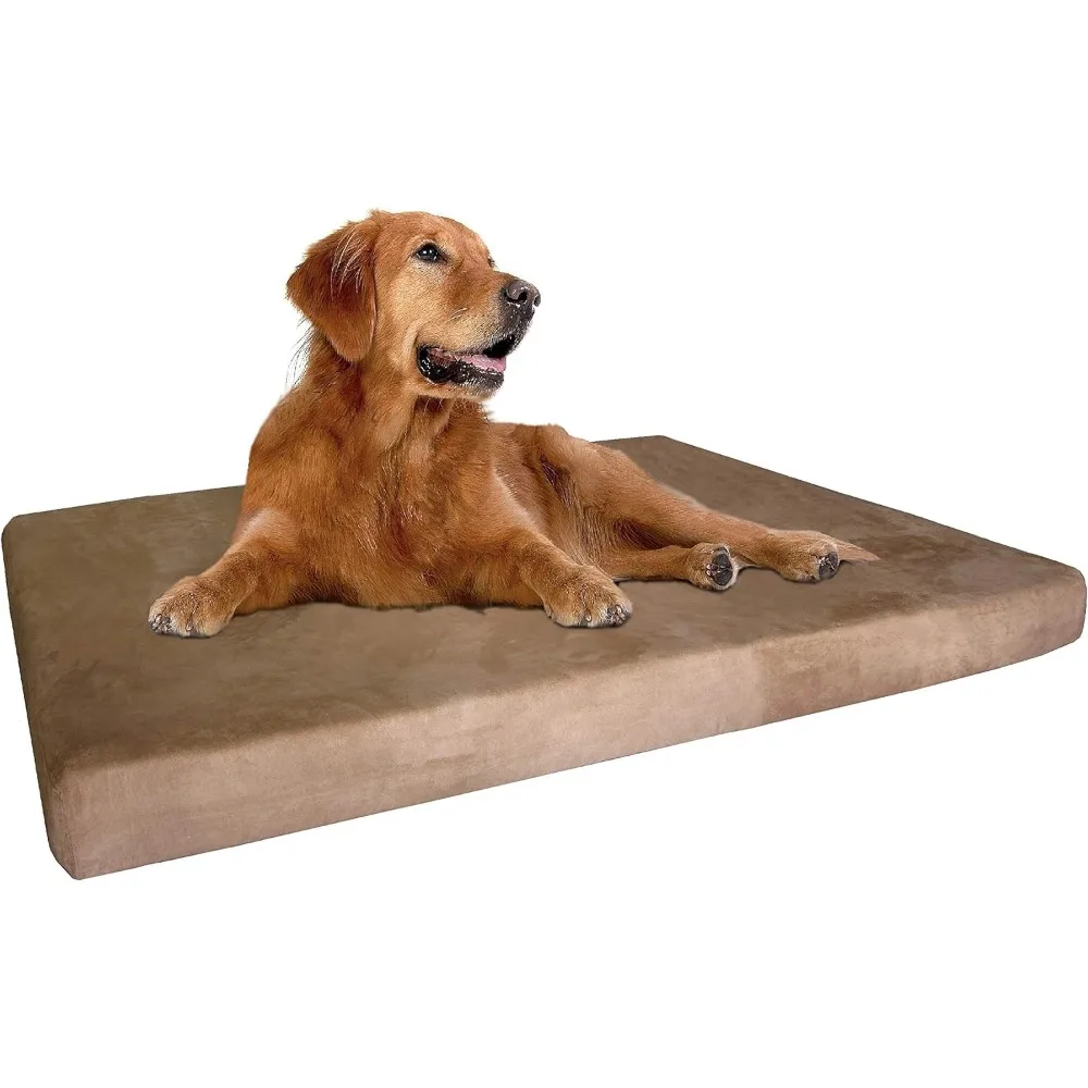 

Extra Large True Orthopedic Gel Memory Foam Dog Bed, Waterproof Liner and Durable Brown Cover, XL 47X29X4 Inch Fit 48"X30" Crat