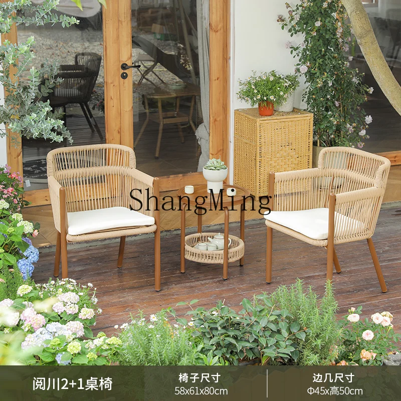 

CL outdoor tea table outdoor terrace garden courtyard rattan coffee table balcony casual tea table and chair combination