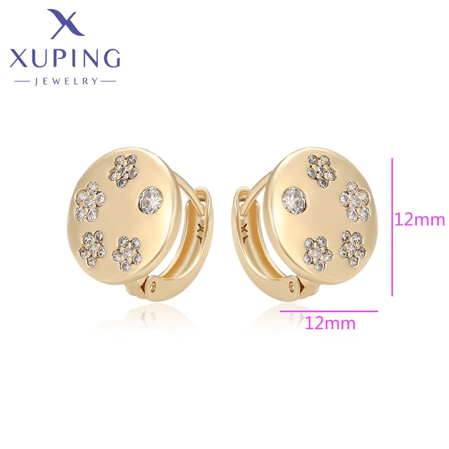 Xuping Jewelry Hot Sales Trend Popular Light Gold Color Hoops Earrings for Women Schoolgirl Holiday Christmas Gifts X001105069