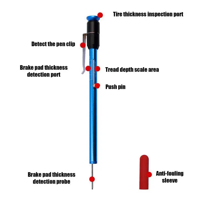 Brake Measuring Tool Car Scale Brake Pad Detection Pen Tools Vehicle Brake Pad Gauge  Brakes Pad Test Special Tool For Car Tire