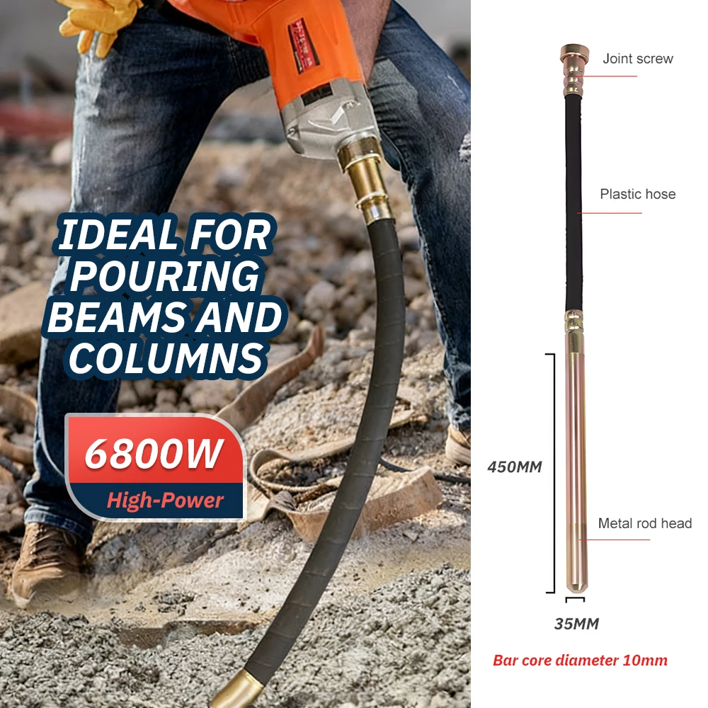 Vibrador de Concreto Eléctrico de 220V, Herramienta de Vibración de Concreto, Máquina de Vibración de Cemento, Eliminador de Burbujas de Aire en Concreto