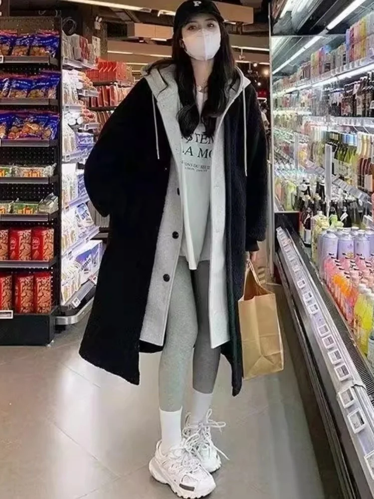 

Lamb Fur Jaet Women Loose Long Sve Color Blo Design Spring Outerwear plus Size Casual Comfortable Top Fem Faion