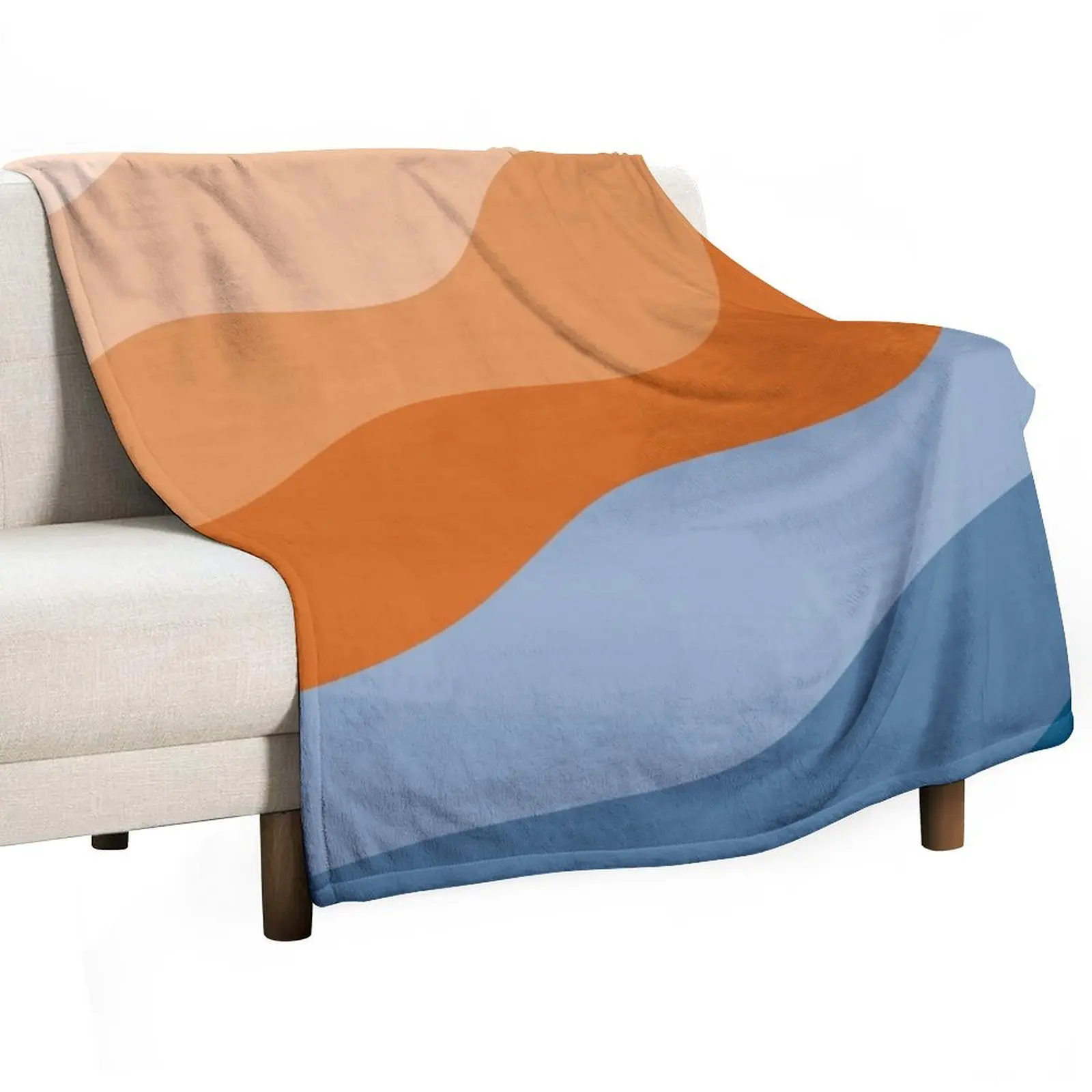 

Blue and Orange Waves Throw Blanket Decorative Beds Bed covers halloween Loose Blankets