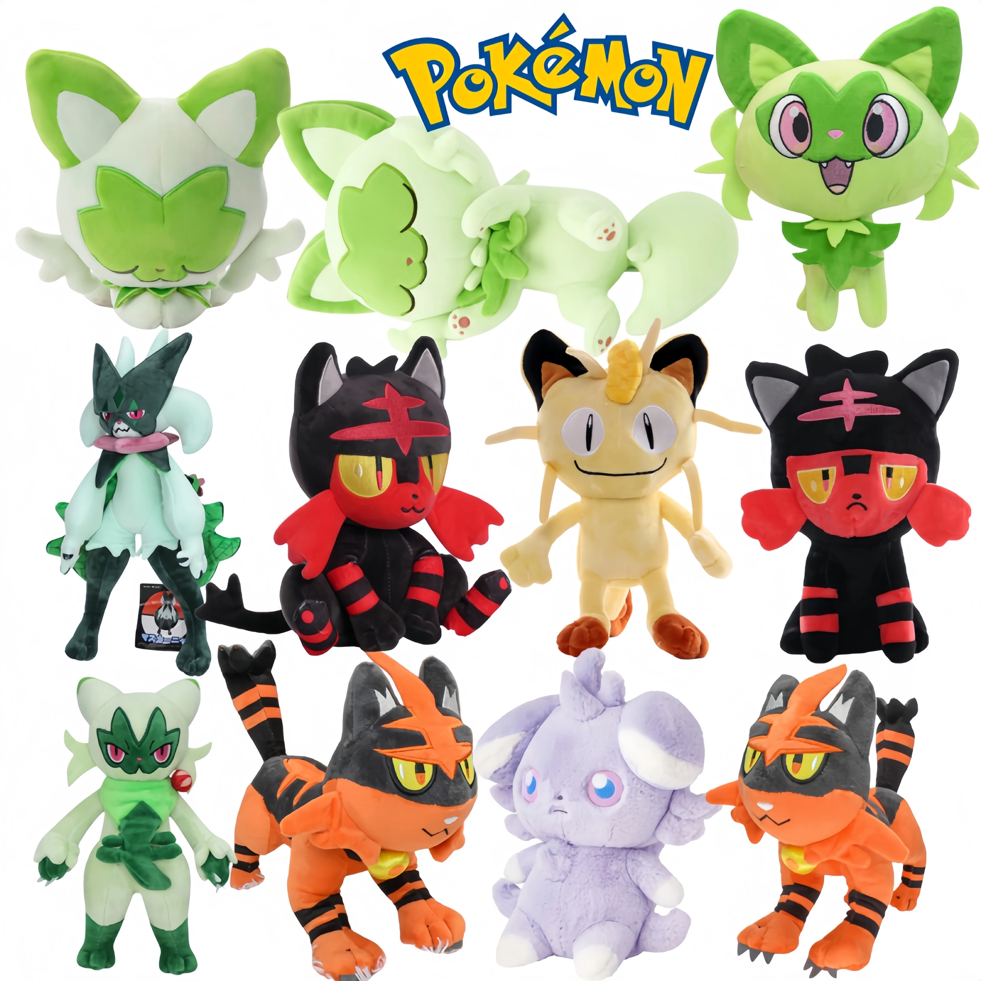    Pikachu Plüsch Pokemon Anime Sprigatito Floragato Meowscarada Plüsch-Pokémon Espurr Meowth Litten Weiche Stofftier-Puppe