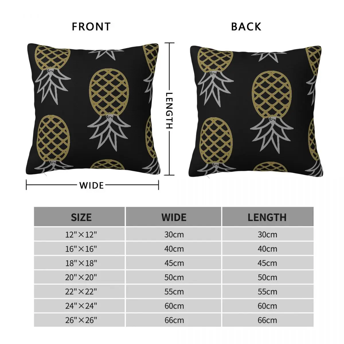 Upside Down Pineapple Square Pillowcase Polyester Linen Velvet Printed Zip Decor Room Cushion Cover 18