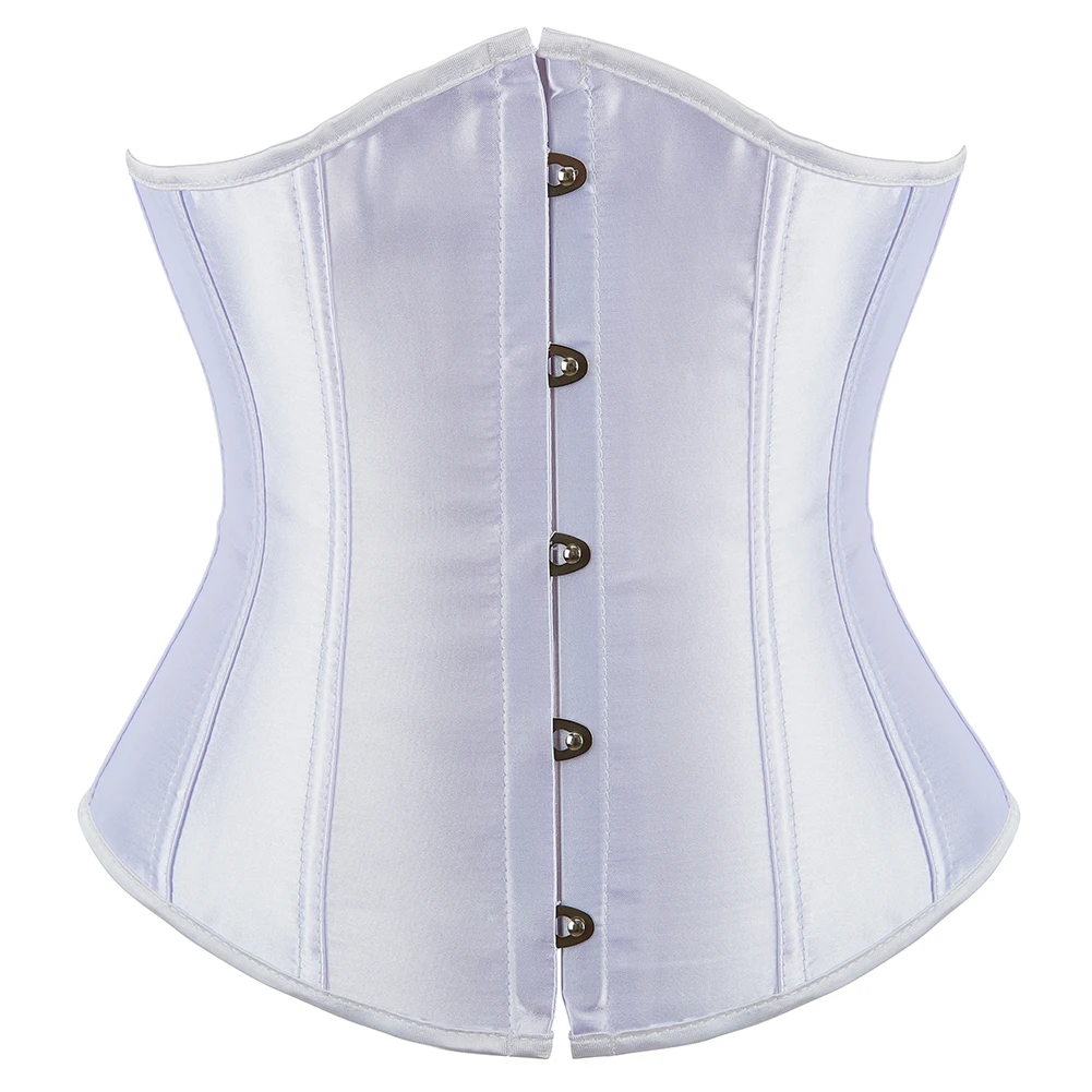 Satin Women\'s Slimming Outfit Clothes Waist Cincher Lace Up Boned Bustier Top Underbust Corset