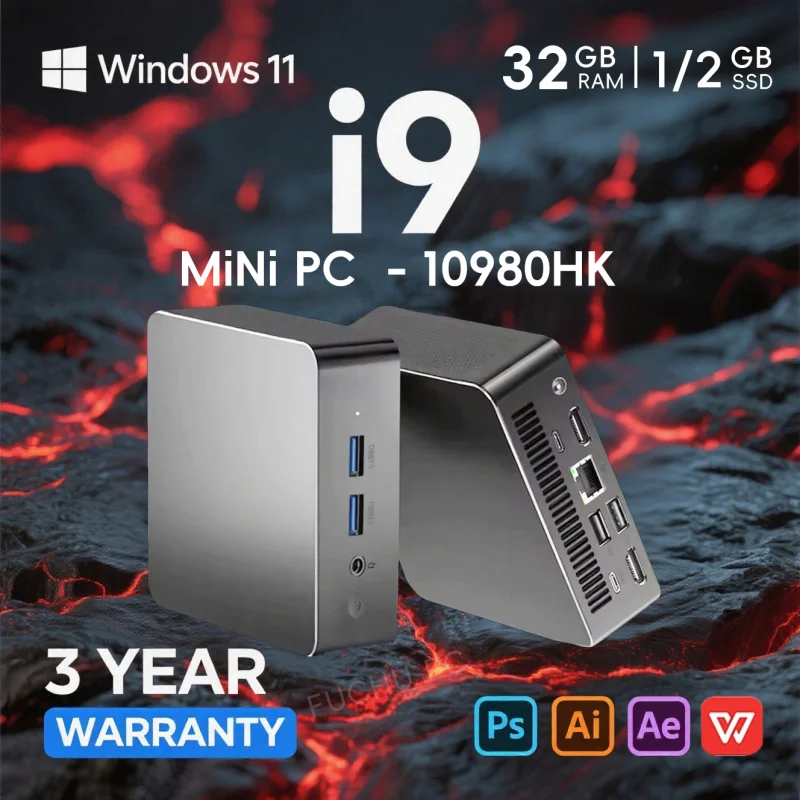 2026 Brand New Windows 11 Mini PC Intel Core I9 10980HK MINI PC 16GB 32GB DDR4 2048GB SSD WIFI 6 BT5.2 Gaming MINI PC