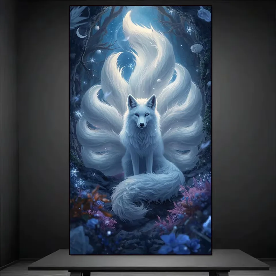 DIY Diamond Painting Fantasy Secret Realm,Divine Dragon,Nine Tailed Fox Large Mosaic Full Drill Diamond Embroidery Cross Stitch