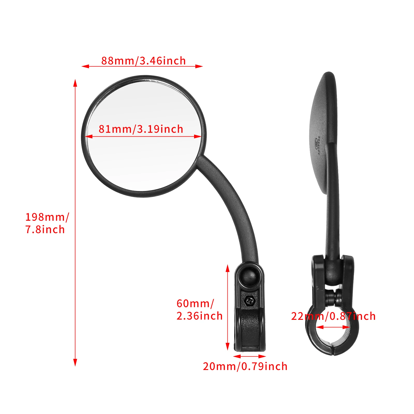 Universal 22mm Motorcycle Rearview Side Mirrors Adjustable Handlebar Clamp On Mirror For Scooter ATV E-Bike Enduro Motocross